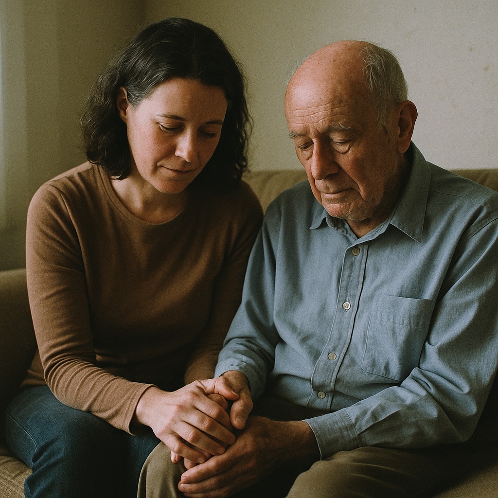 AfterTBI hero — daughter holds father's hands